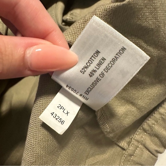 Orvis linen and cotton button down Jacket Amy green Embroidered floral Pockets - Picture 5 of 8